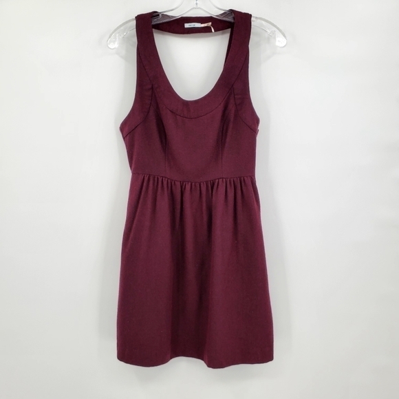 Urban Outfitters Kimchi Blue Wool Blend Burgundy Open Back Dress - Picture 1 of 10